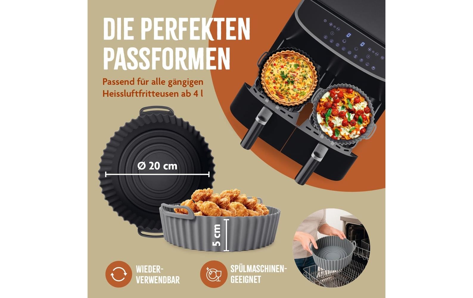 KitchBo – Backmatte 20 × 20 × 6,3 cm, Silikon