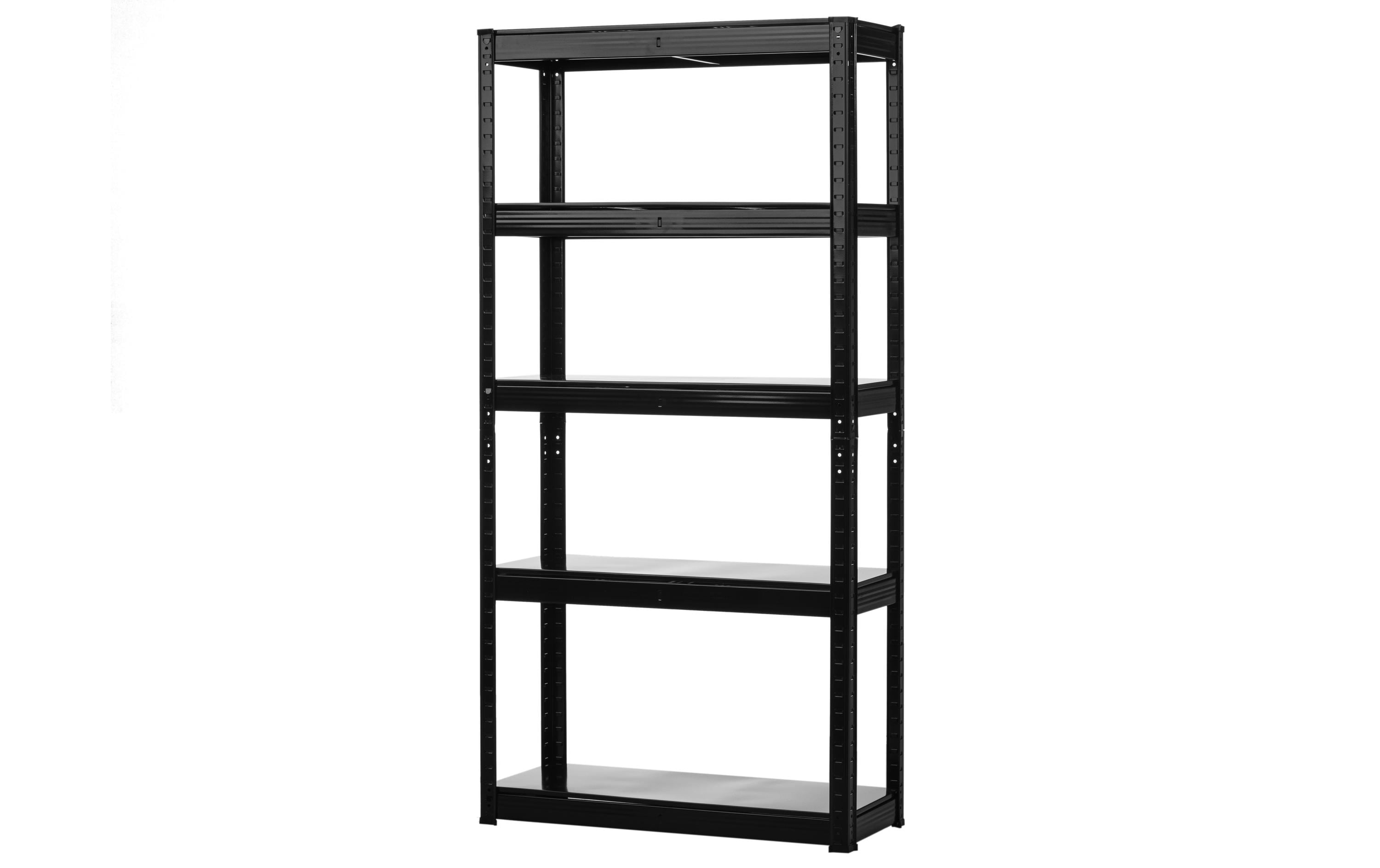 Struct Büro-/Lagerregal freistehend – 5 Böden – 75 × 30 × 150 cm – 175 kg/Boden – Schwarz – Stahl