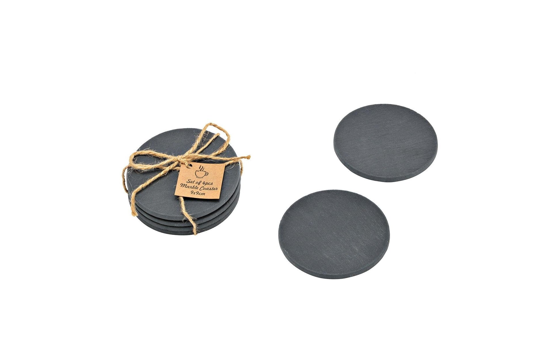G. Wurm Untersetzer – 4er Set, Ø 10,0 cm, H 4,0 cm, Schiefer, Schwarz
