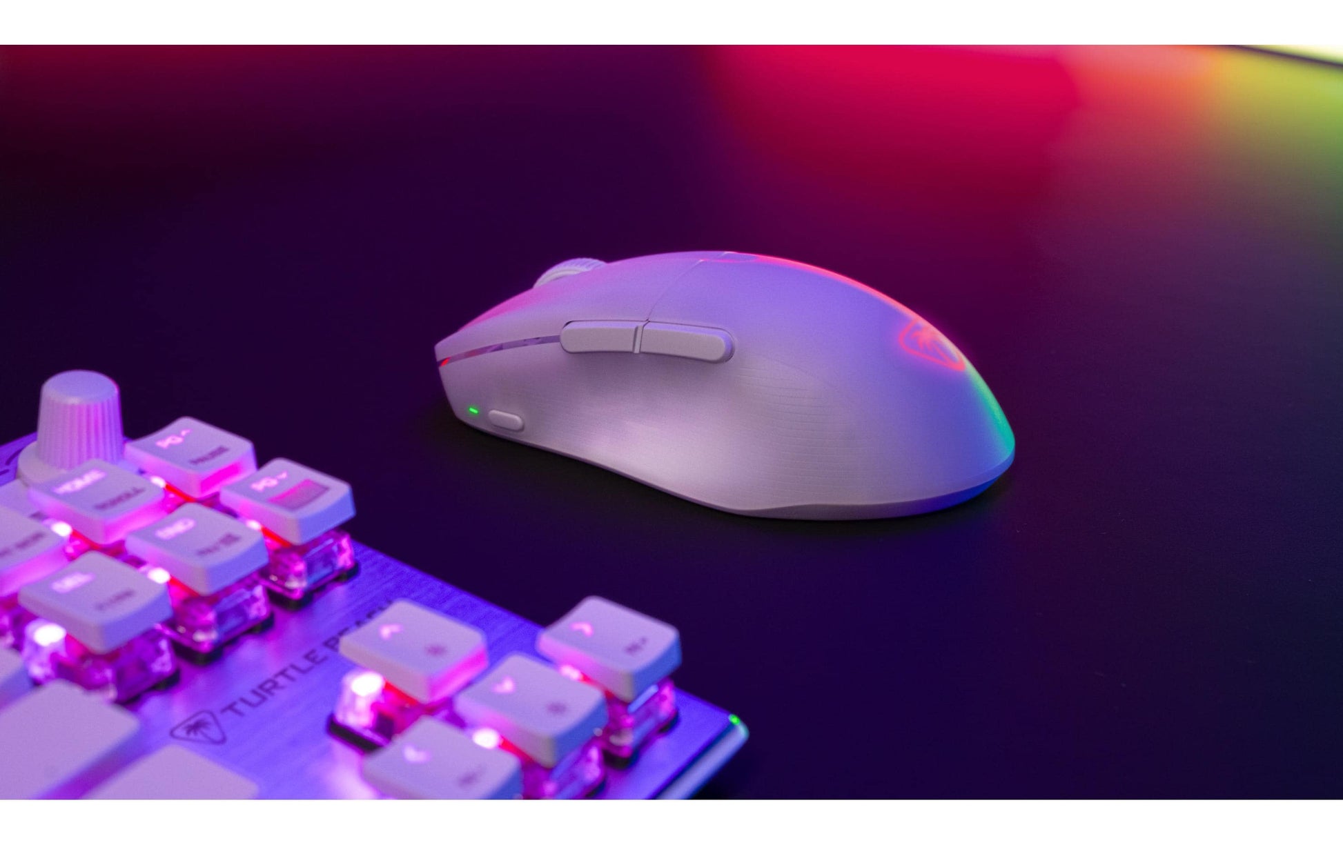 Turtle Beach Pure Air Gaming-Maus – Kabellos, Bluetooth + 2,4 GHz, USB-C, 26'000 dpi, RGB-Projektion, Weiss