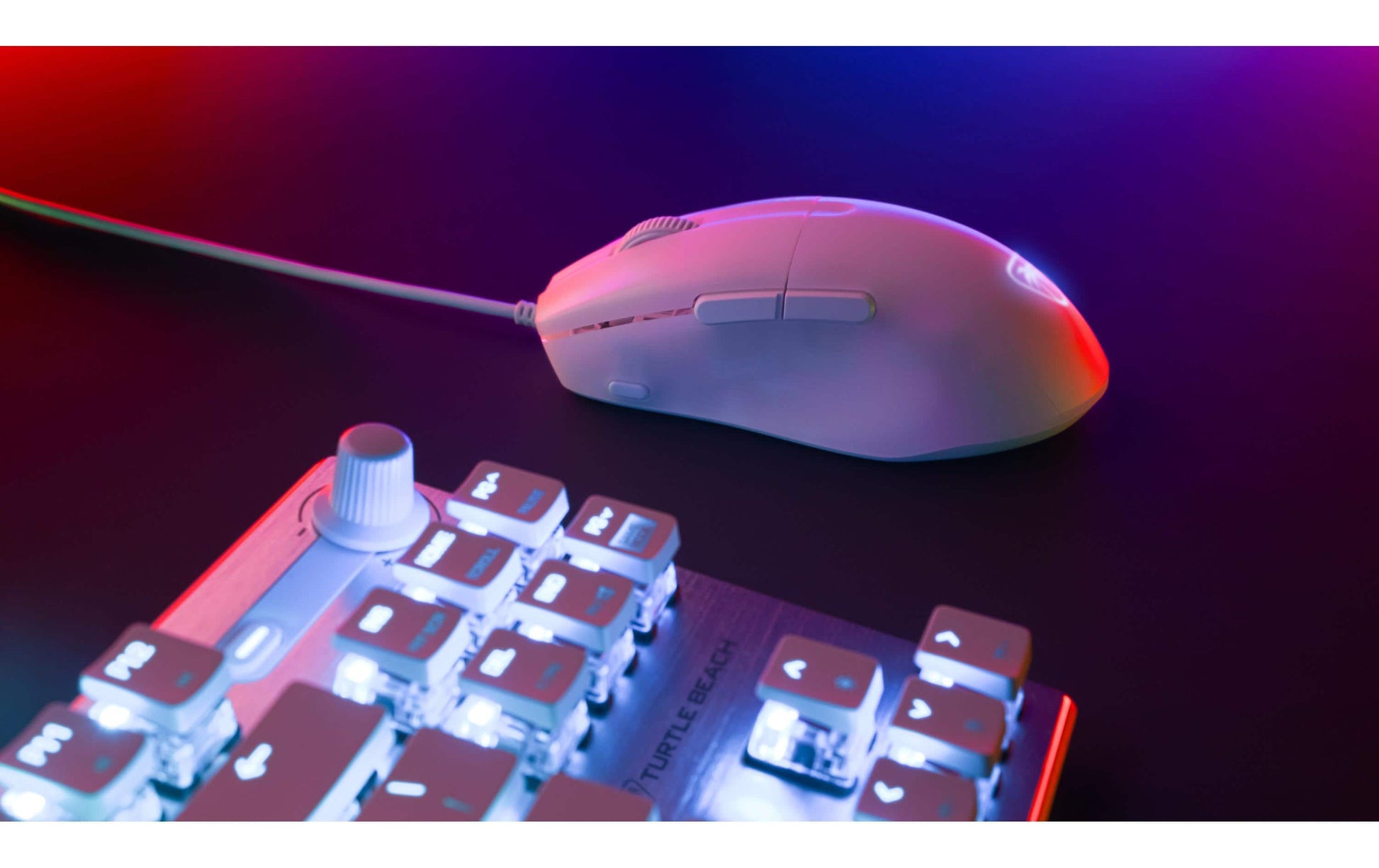 Turtle Beach Pure SEL White Maus – kabelgebunden, 8'000 dpi, 6 Tasten, für Rechtshänder, Beleuchtung, weiss