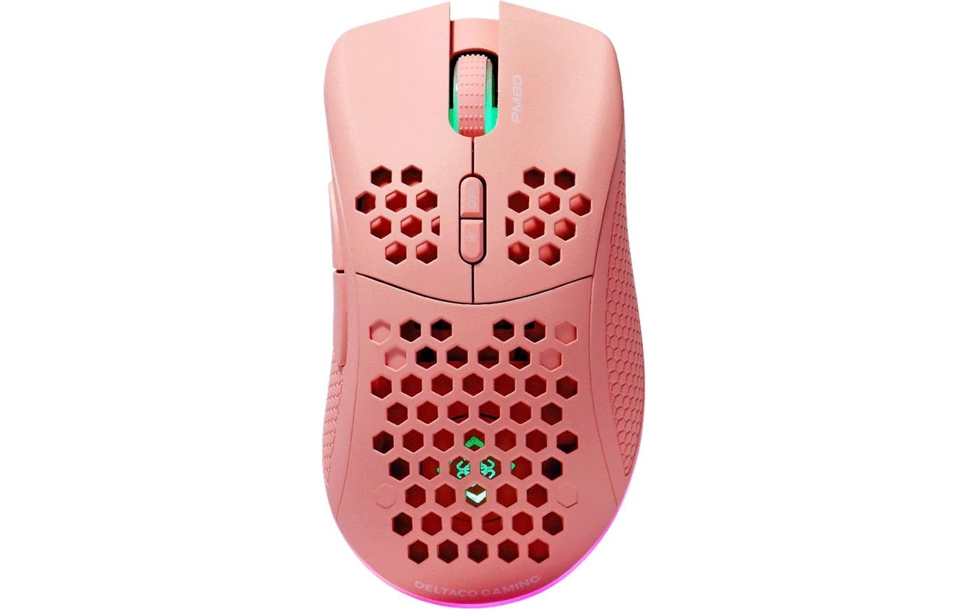 Deltaco Gaming GAM-120-P – Gaming-Maus – Kabellos (Bluetooth/2,4 GHz), 4800 DPI, Rechts, Pink