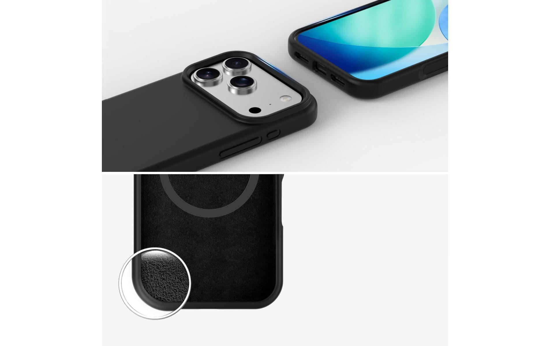 4smarts Cupertino Backcover – für Apple iPhone 17 Pro Max, MagSafe, Silikon+Mikrofaser, Schwarz