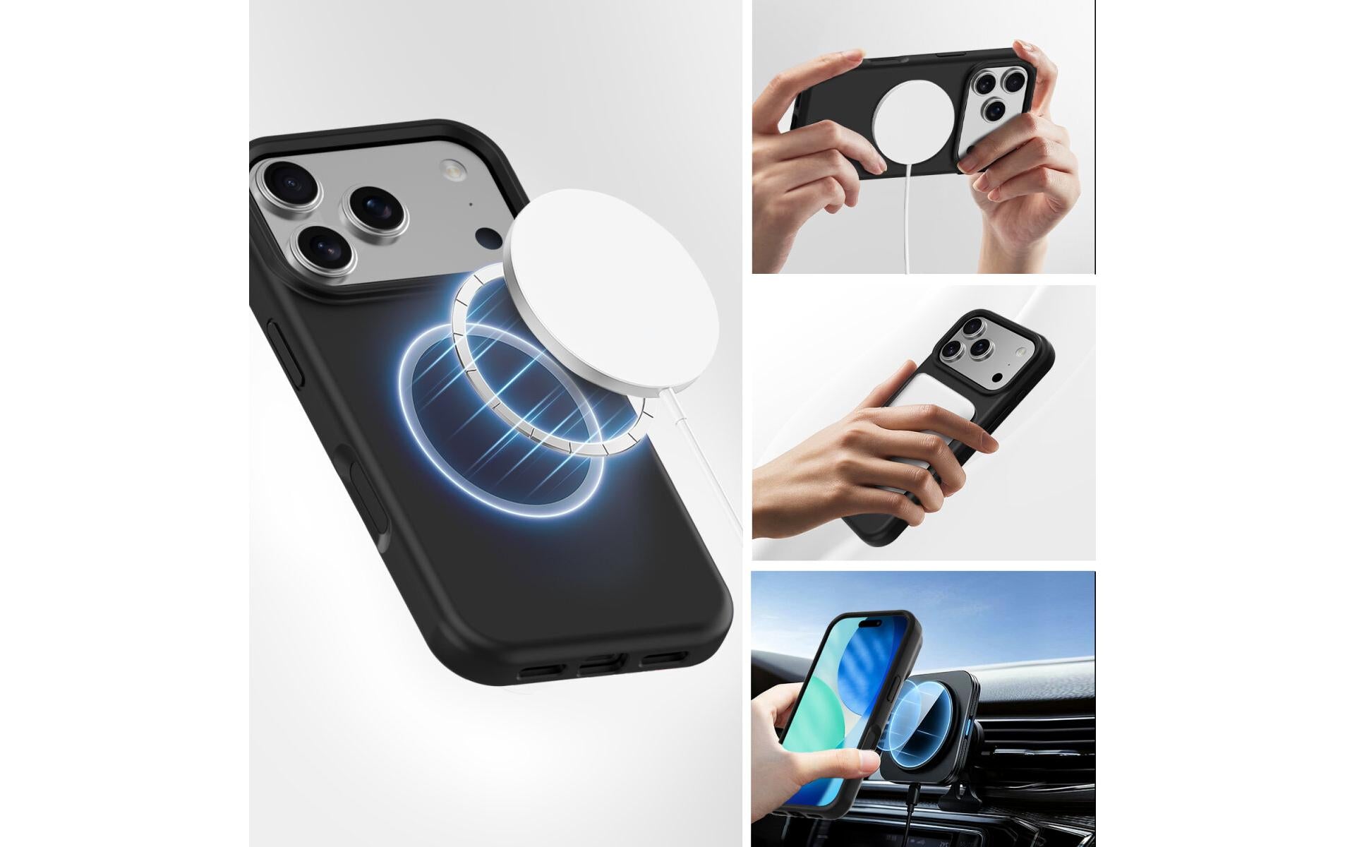 4smarts Cupertino Backcover – für Apple iPhone 17 Pro Max, MagSafe, Silikon+Mikrofaser, Schwarz