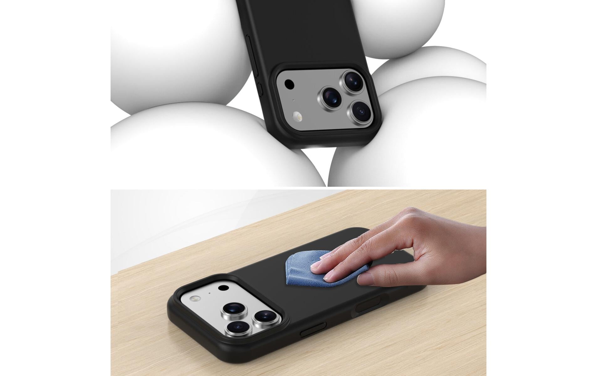 4smarts Cupertino Backcover – für Apple iPhone 17 Pro Max, MagSafe, Silikon+Mikrofaser, Schwarz