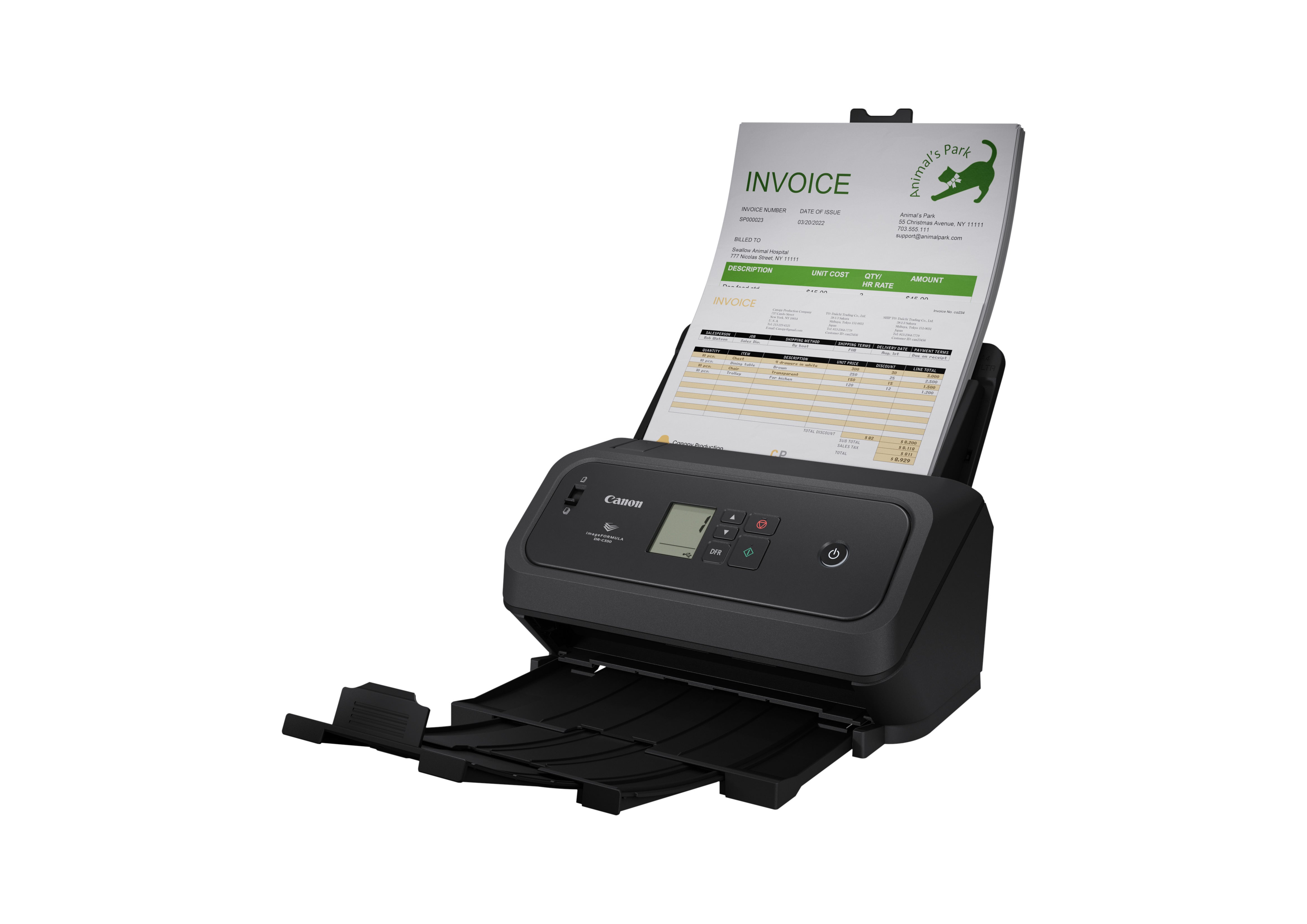 Canon DR-C340 – Flachbettscanner mit ADF, Legal, Duplex, 80 Seiten/Min., 600 dpi, ADF 7000 Blatt, LAN, USB, für Linux