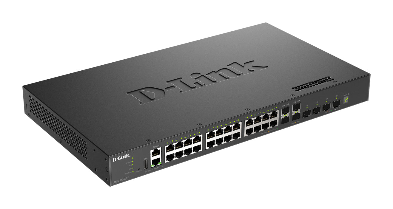 D-Link DXS-3410-32XY/E – Netzwerk-Switch (Managed), 10 Gigabit Ethernet, L3, 24x LAN (1/2,5/5/10GbE), 4x SFP28
