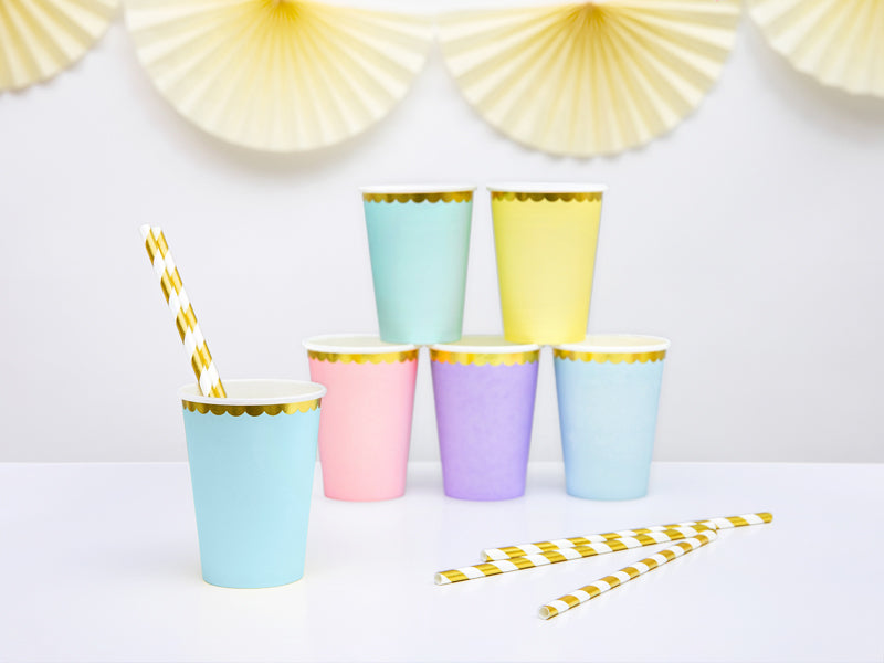 PartyDeco Trinkbecher, Papier – 2,2 dl Hellblau – 6 Stk.