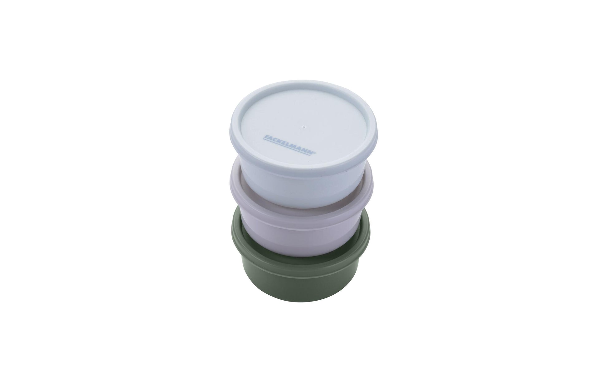 Fackelmann Lunchbox Ø 8 × 3,5 cm, Kunststoff, beige/grün/grau/hellblau, 3-teilig