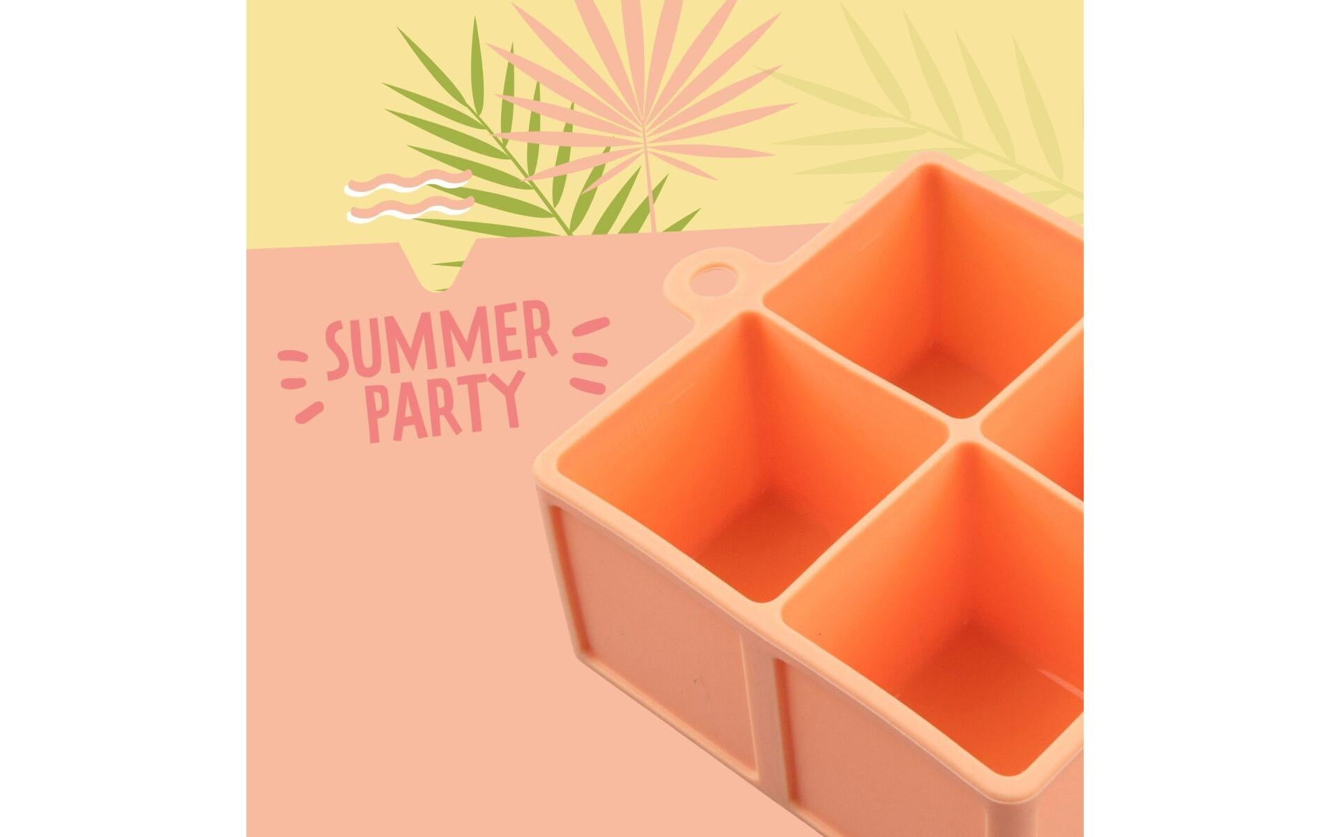 Fackelmann Eiswürfelform Business – 10 × 10 cm, Silikon, Orange, 4 Eiswürfel, spülmaschinenbeständig
