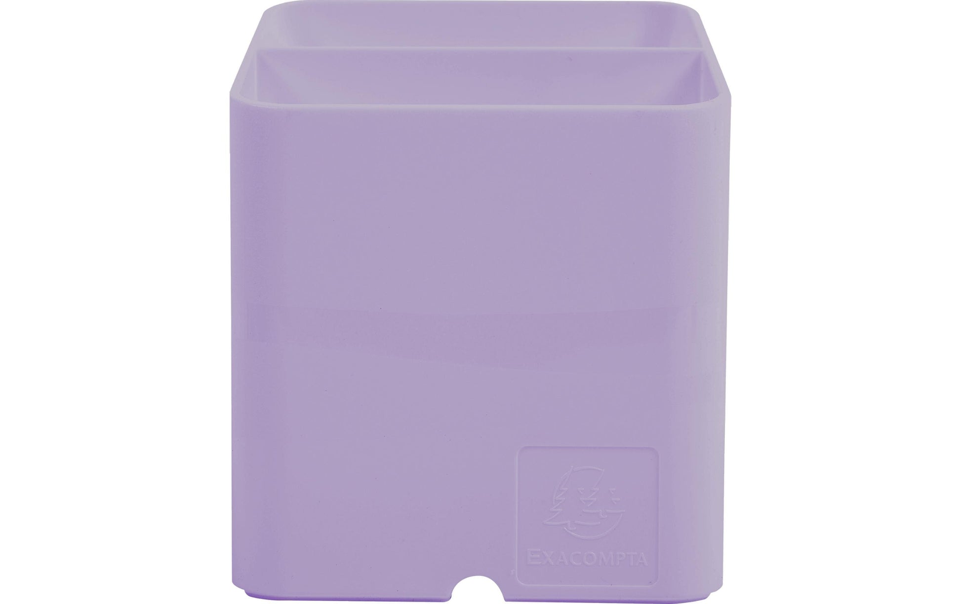 Exacompta Pen-Cube Aquarel Stifteköcher – 2 Fächer, mit Kabelkanal, malve, Kunststoff, B 74 × H 93 × T 74 mm