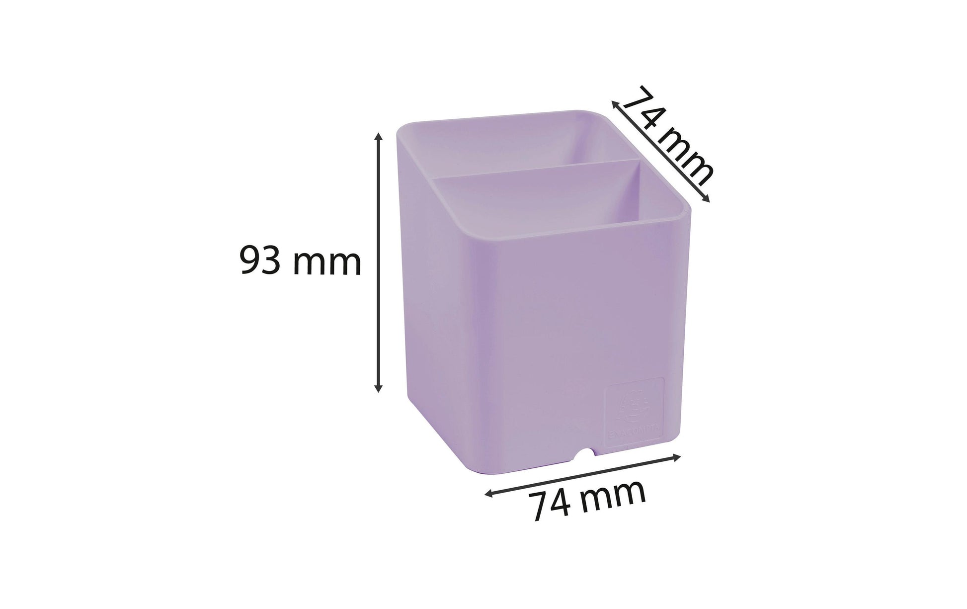 Exacompta Pen-Cube Aquarel Stifteköcher – 2 Fächer, mit Kabelkanal, malve, Kunststoff, B 74 × H 93 × T 74 mm