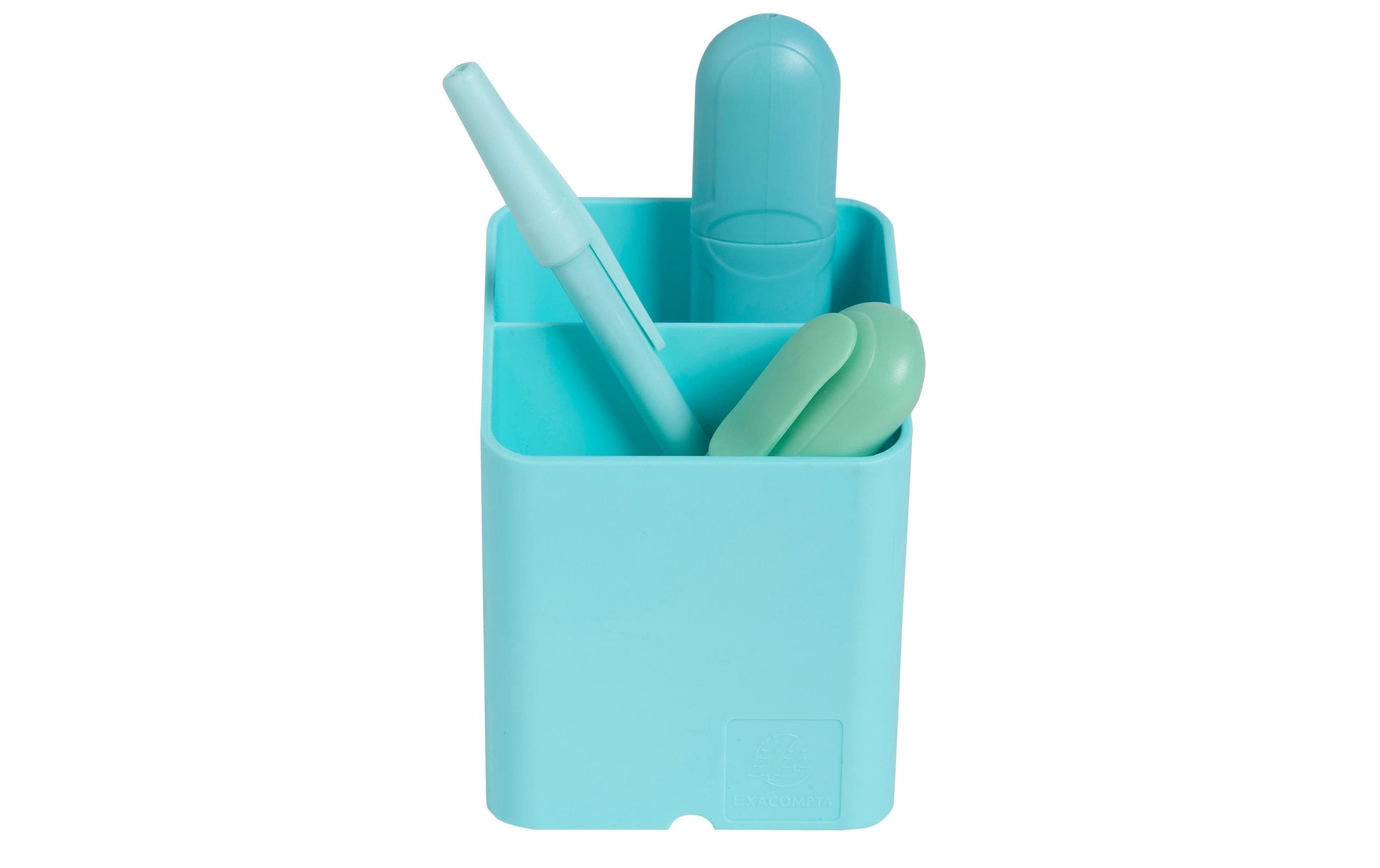Exacompta Pen-Cube Aquarel 67763D Stifteköcher – 2 Fächer, Grün, Kunststoff, B 74 × H 93 × T 74 mm