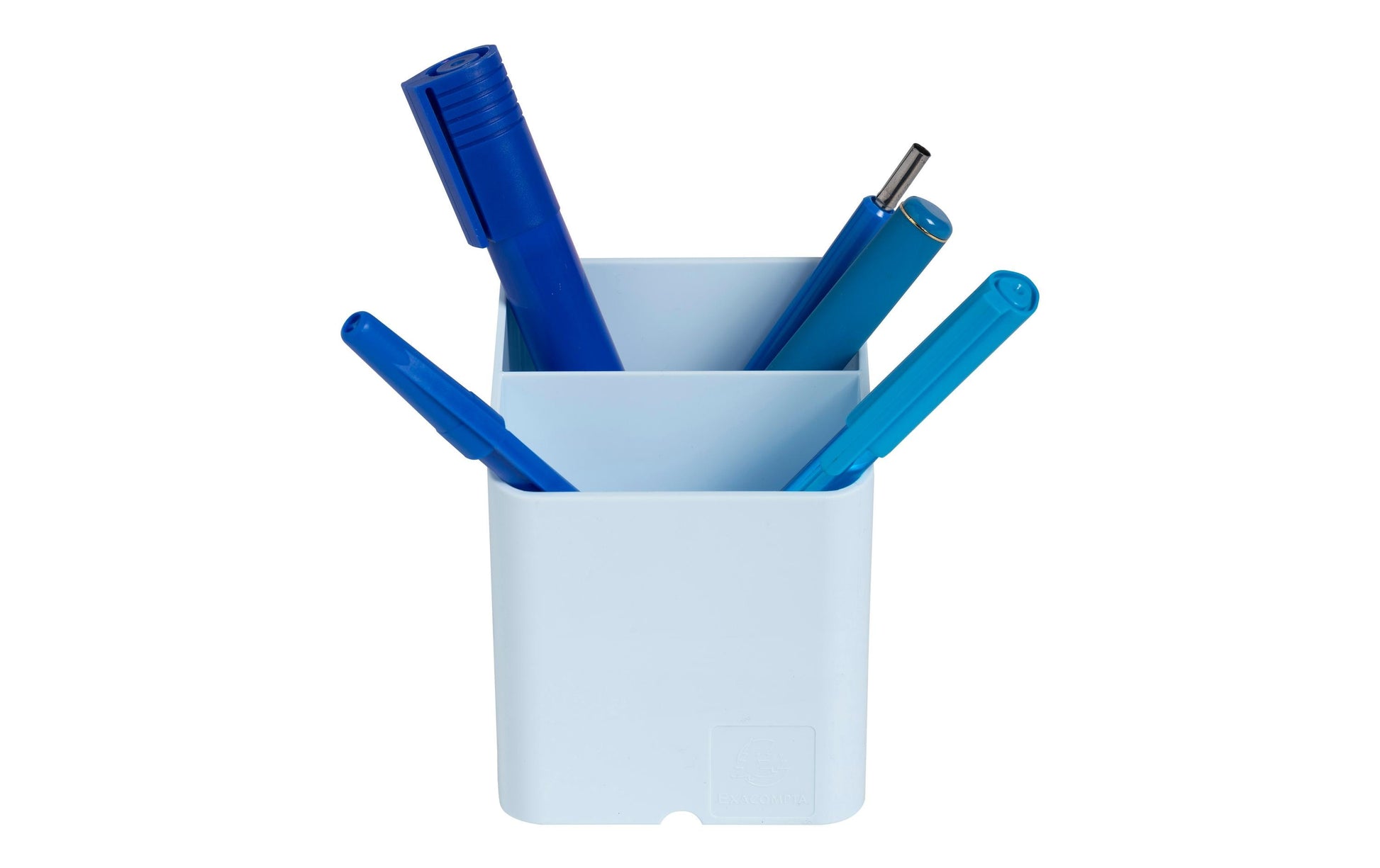 Exacompta Stiftehalter – Kabelkanal, 2 Fächer, Kunststoff, Hellblau, 74 × 93 × 74 mm