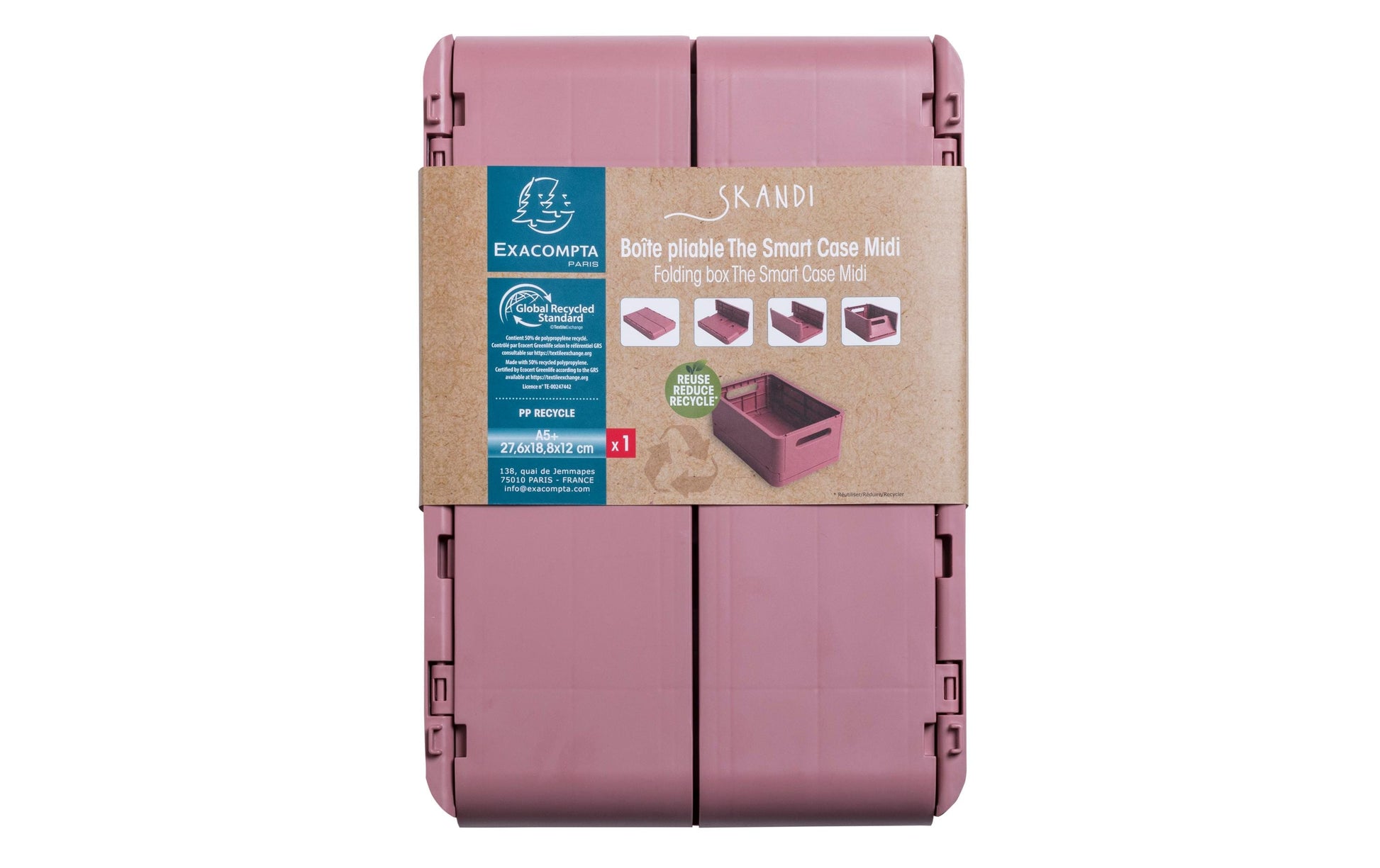 Exacompta Aufbewahrungsbox – Polypropylen – Rosa (stapelbar, mit Griffmulden) – 276 × 120 × 188 mm