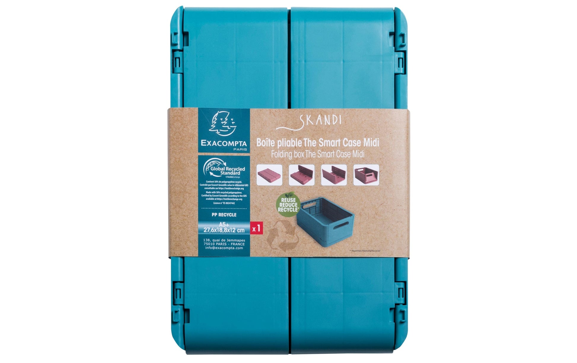 Exacompta Smart Case Midi Aufbewahrungsbox B 276 × H 120 × T 188 mm – für A5+, faltbar, blau
