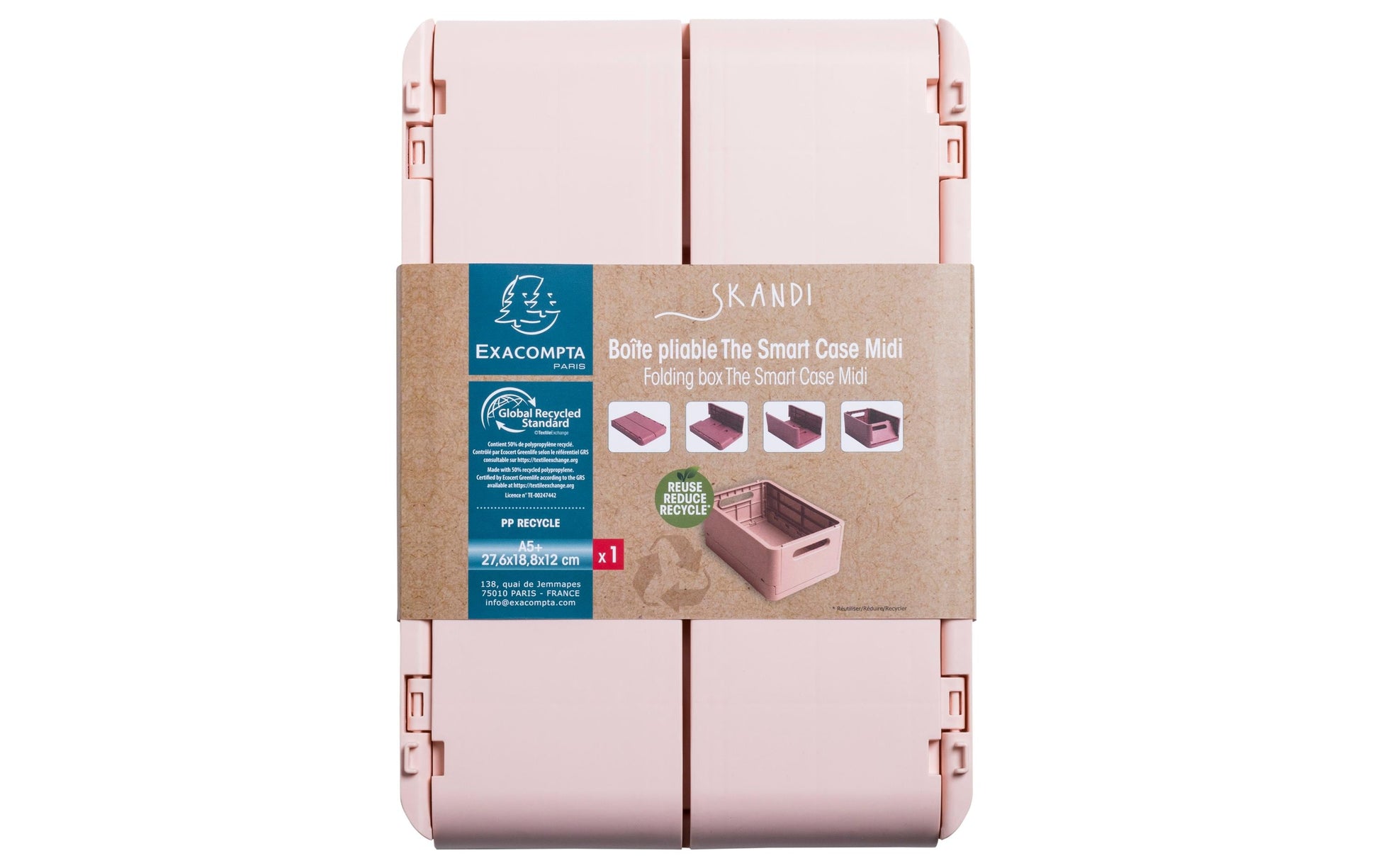 Exacompta Aufbewahrungsbox B 276 × H 120 × T 188 mm – für A5+, mit Tragegriff, stapelbar, Nude, PP
