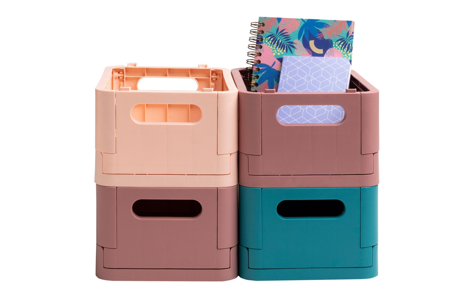 Exacompta Skandi Aufbewahrungsbox – für A6+, klappbar, altrosa, Polypropylen (PP), B 188 × H 95 × T 138 mm