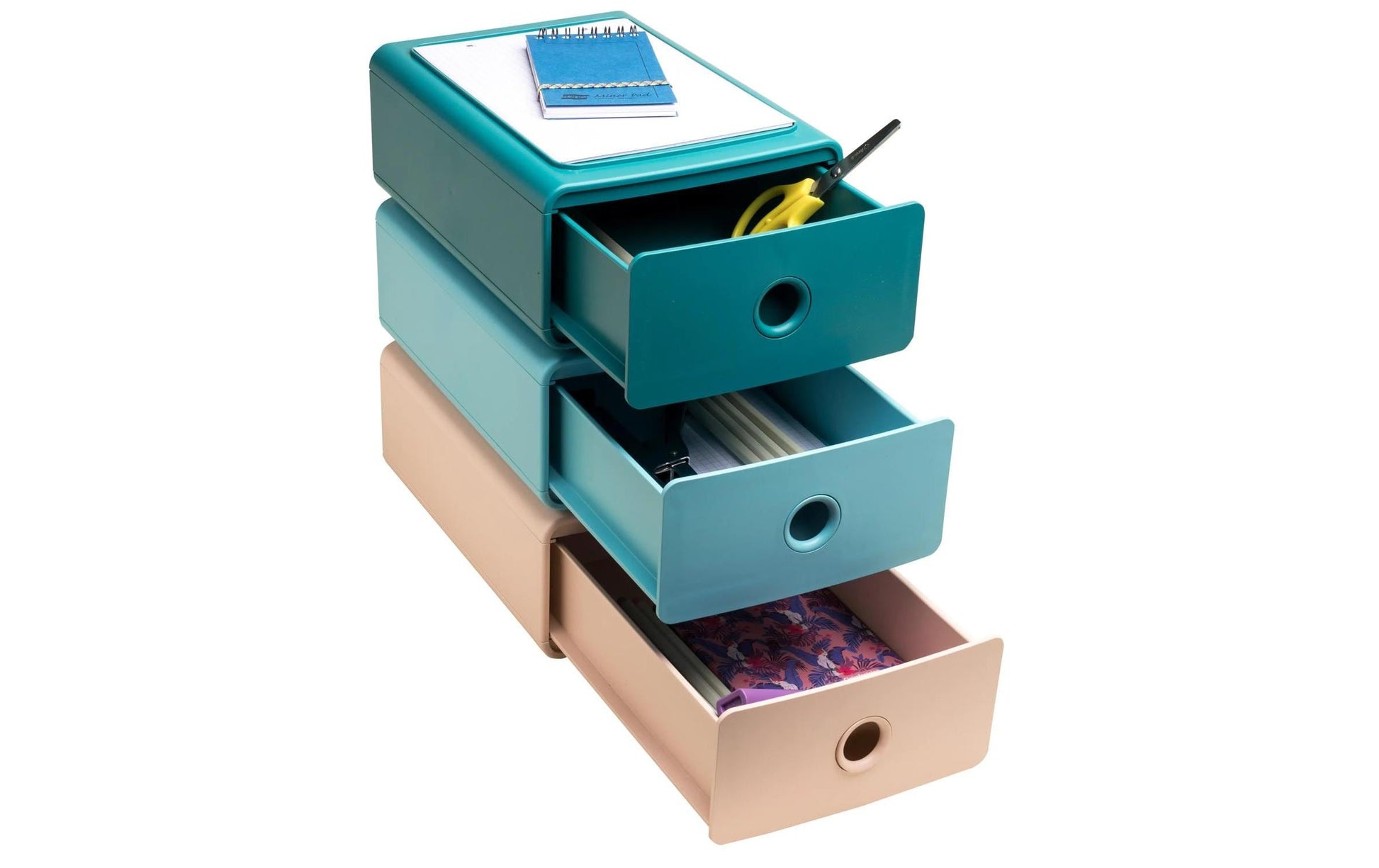 Exacompta SKANDI Schubladenelement – 1 Schublade, für A5+, blau, Polystyrol (PS), B 190 × H 107 × T 265 mm