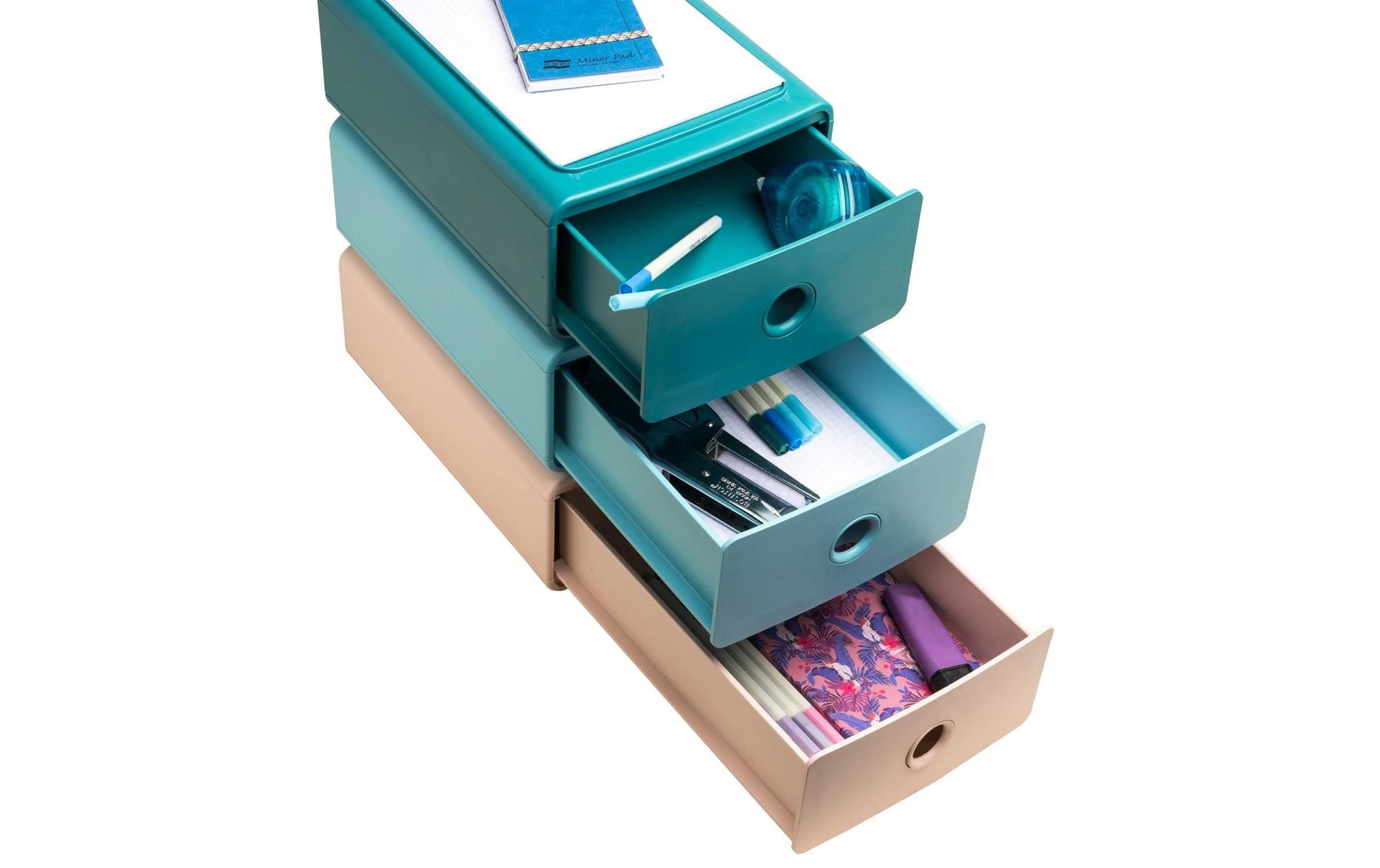 Exacompta SKANDI Schubladenelement – 1 Schublade, für A5+, blau, Polystyrol (PS), B 190 × H 107 × T 265 mm