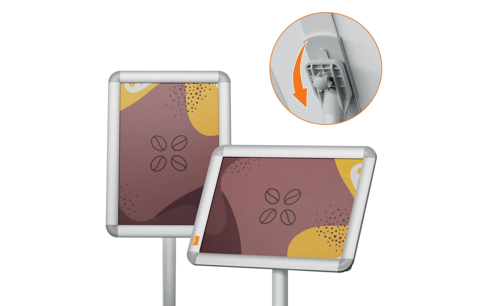 Nobo Infoständer Premium Plus – für A4 Hoch-/Querformat, silber/hellgrün, Metall, 300×300×850 mm