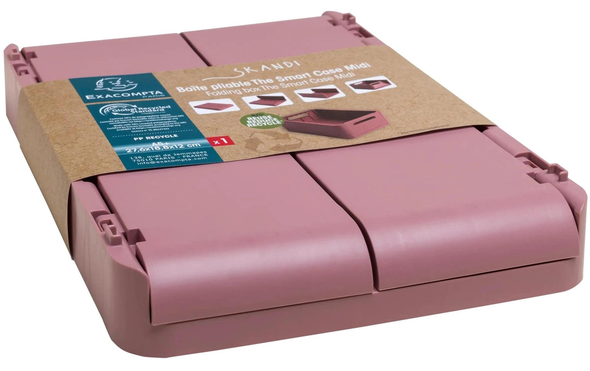 Exacompta Aufbewahrungsbox – Polypropylen – Rosa (stapelbar, mit Griffmulden) – 276 × 120 × 188 mm
