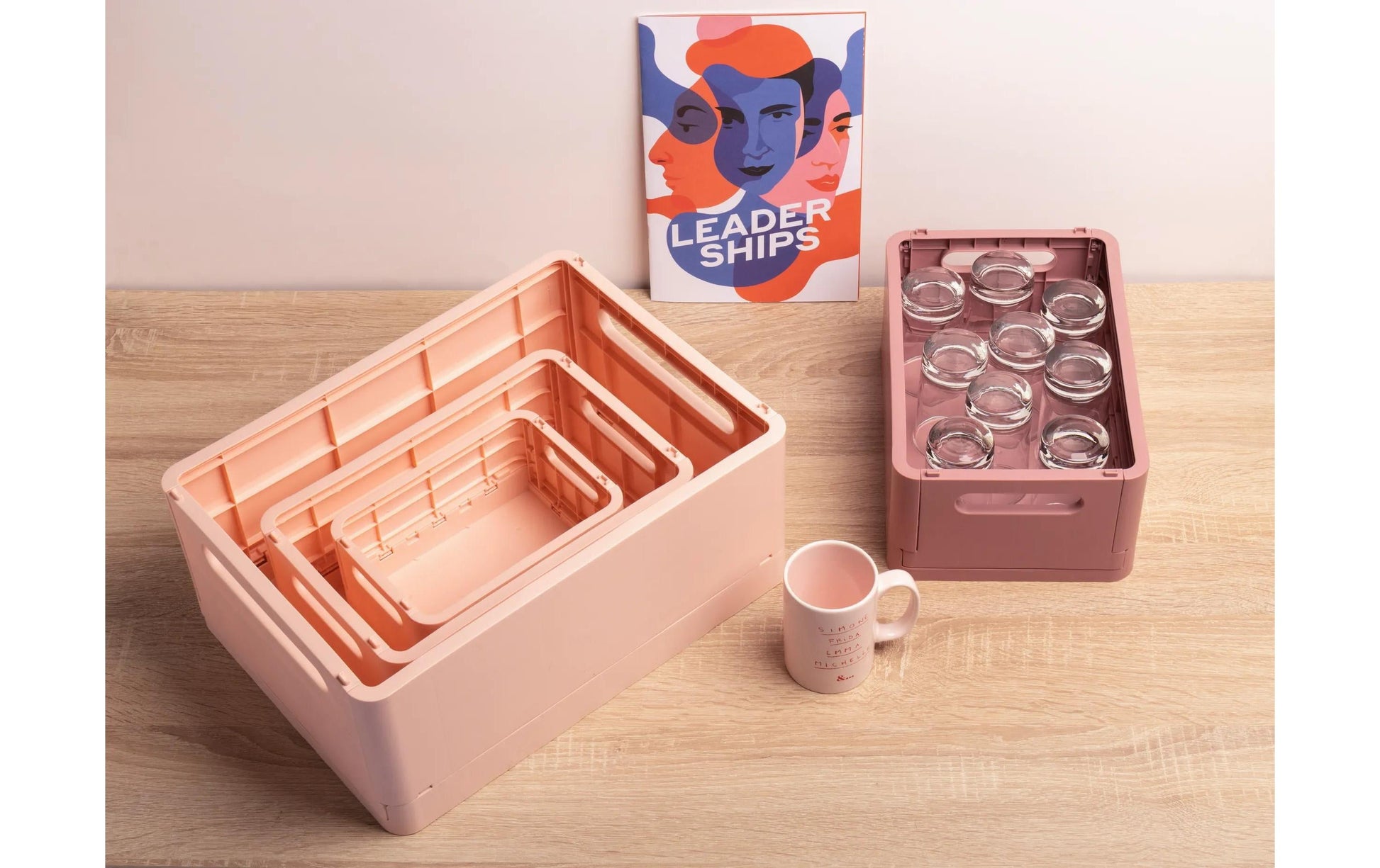 Exacompta Aufbewahrungsbox – für A6+, klappbar, hellrosa, Polypropylen (PP), B 188 × H 95 × T 138 mm