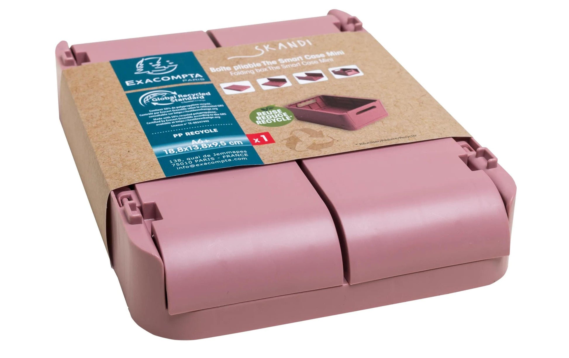 Exacompta Skandi Aufbewahrungsbox – für A6+, klappbar, altrosa, Polypropylen (PP), B 188 × H 95 × T 138 mm