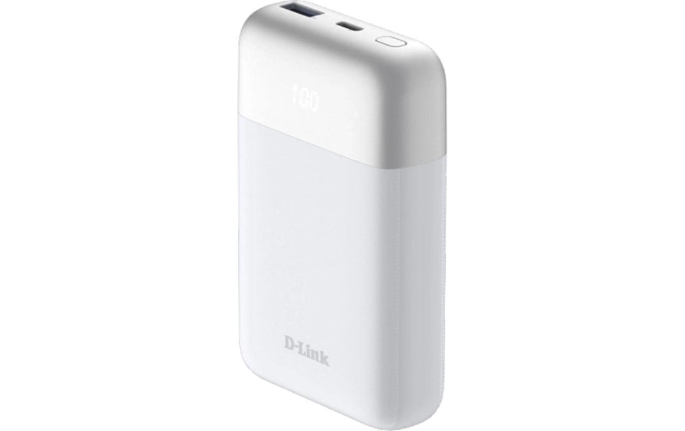 D-Link Powerbank 10'000 mAh – 18 W PD, 1× USB-C, 1× USB-A, weiss