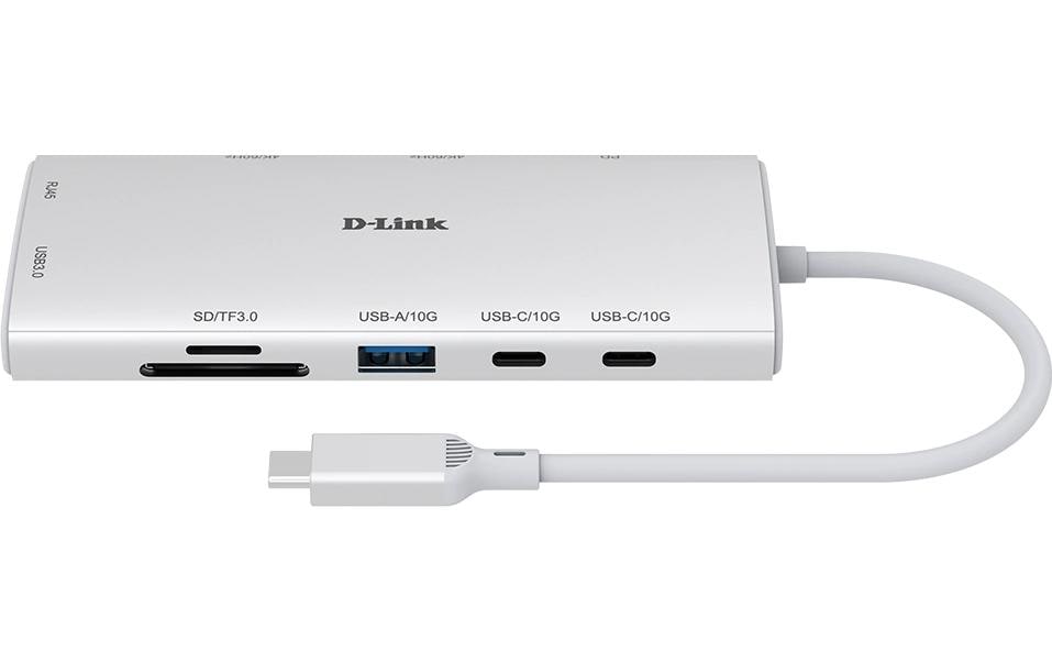 D-Link DUP-A01 Multiport-Adapter – USB-C, 2× HDMI, 1× USB-A, 2× USB-C, 100 W PD, GbE, SD/microSD