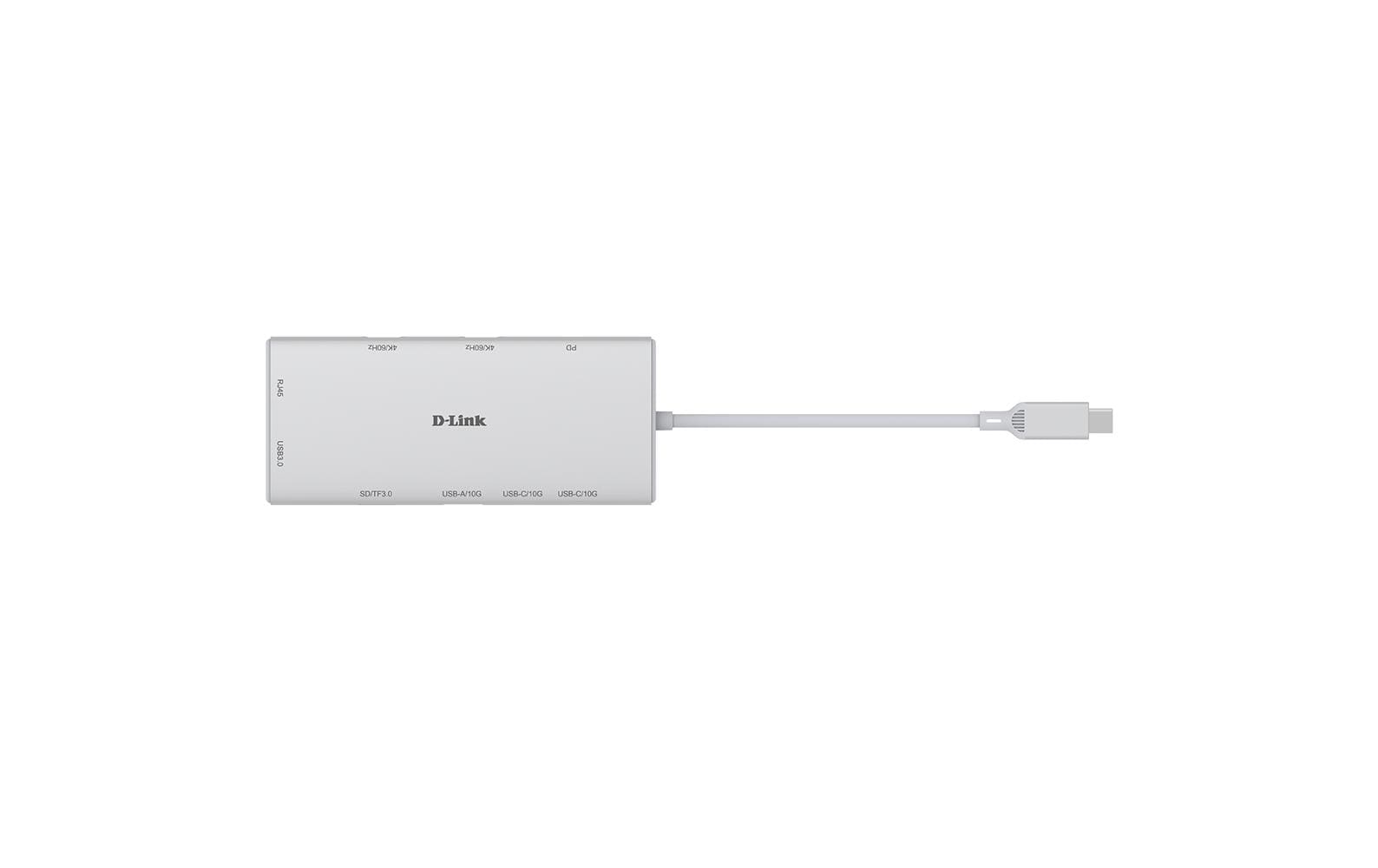 D-Link DUP-A01 Multiport-Adapter – USB-C, 2× HDMI, 1× USB-A, 2× USB-C, 100 W PD, GbE, SD/microSD
