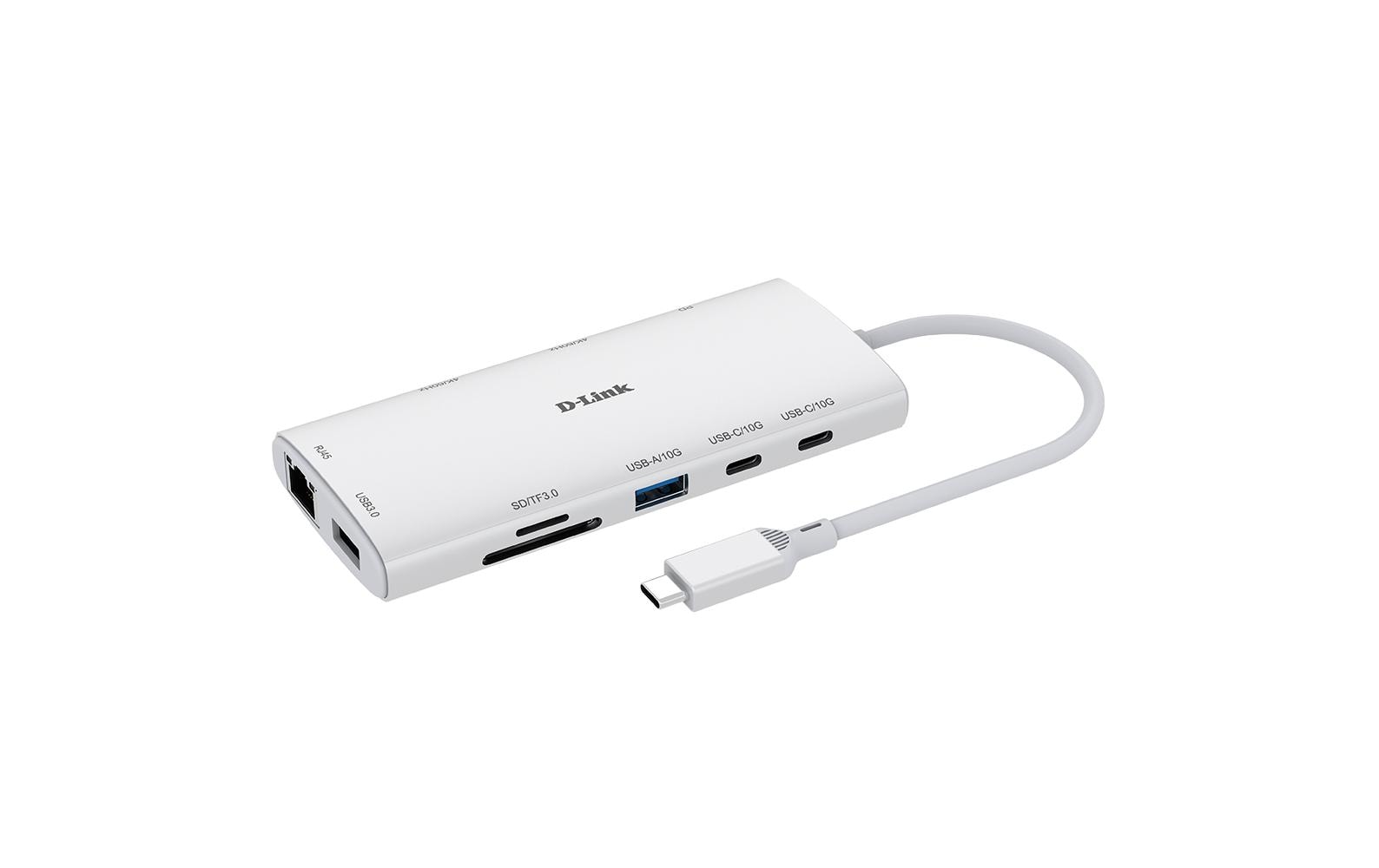 D-Link DUP-A01 Multiport-Adapter – USB-C, 2× HDMI, 1× USB-A, 2× USB-C, 100 W PD, GbE, SD/microSD
