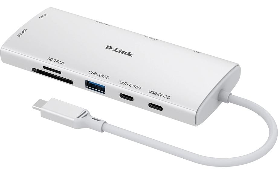 D-Link DUP-A01 Multiport-Adapter – USB-C, 2× HDMI, 1× USB-A, 2× USB-C, 100 W PD, GbE, SD/microSD