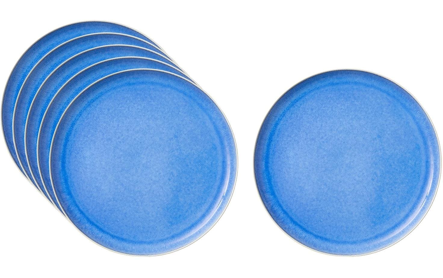 Studio Round Frühstücks- & Dessertteller North – Ø 21 cm, Steinzeug, Eisblau/Weiss, spülmaschinenfest