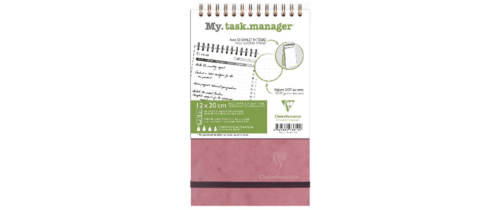Clairefontaine Planer ohne Jahr, 12,0 × 18,0 cm, Hardcover, Gummiband, Rosa