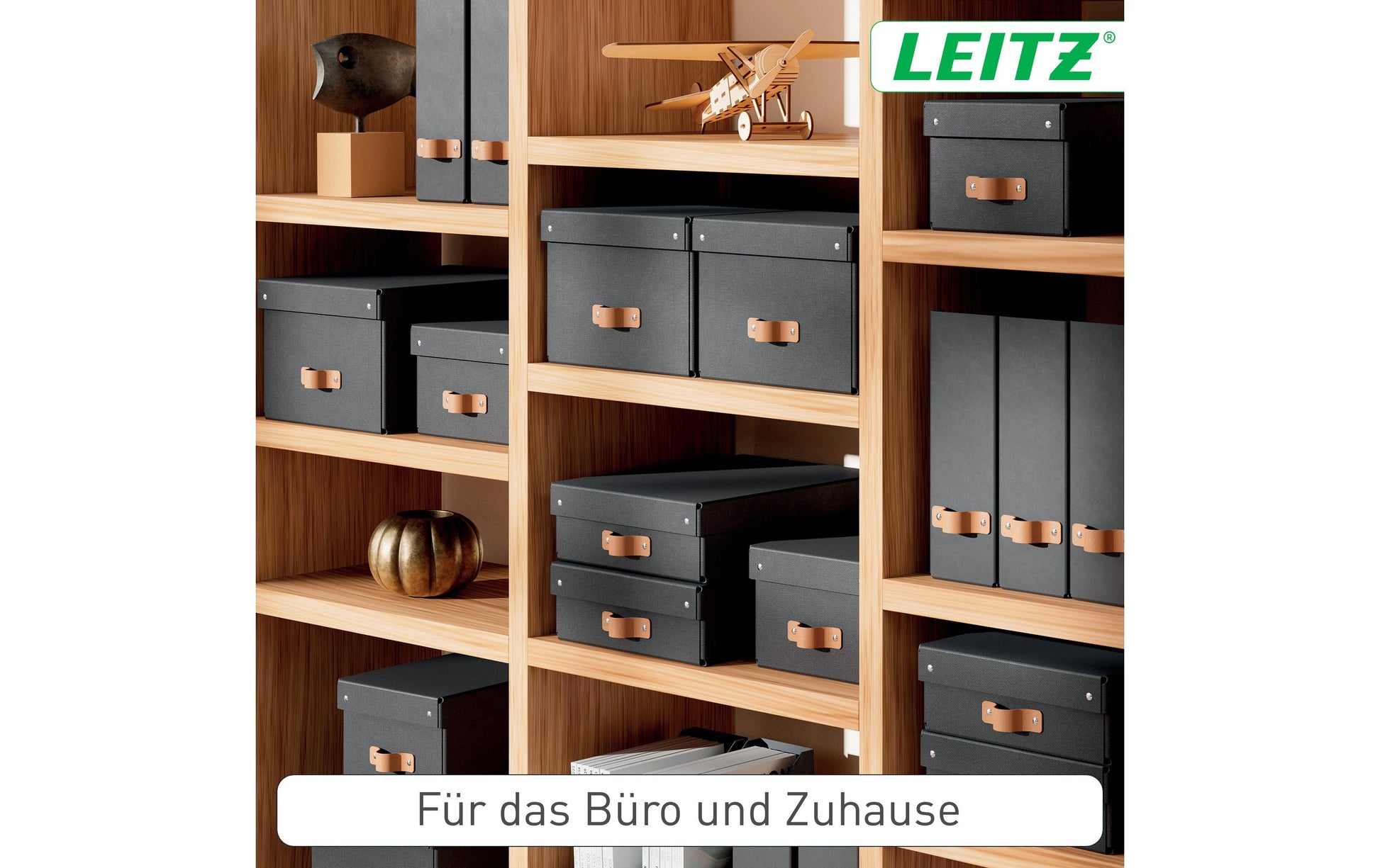 Leitz Puro Aufbewahrungsbox 17 l – mit Klappdeckel, 265 × 200 × 355 mm, schwarz, 2er Pack