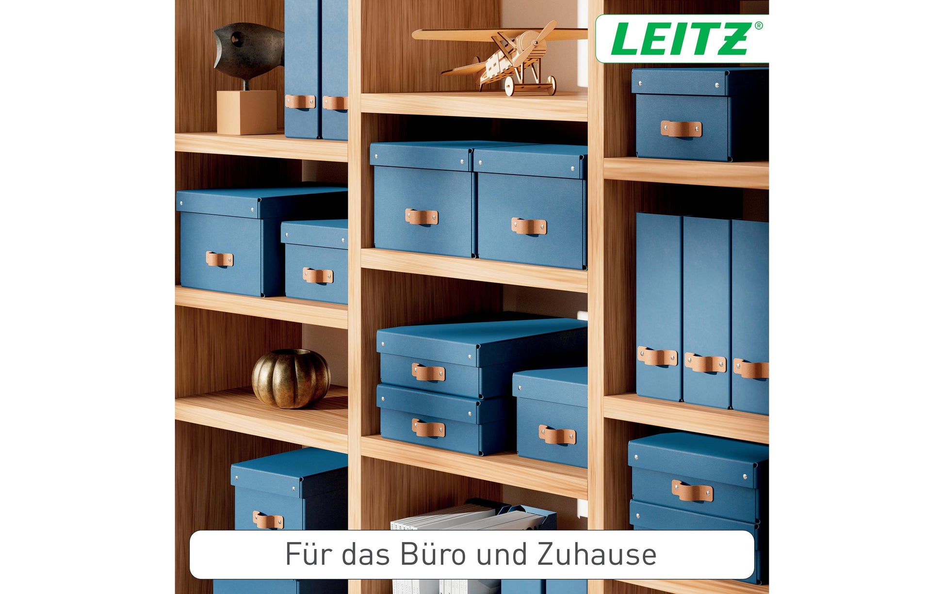 Leitz Aufbewahrungsbox Puro klein – Karton, Nachtblau, 20 × 15 × 26 cm – 2er-Pack