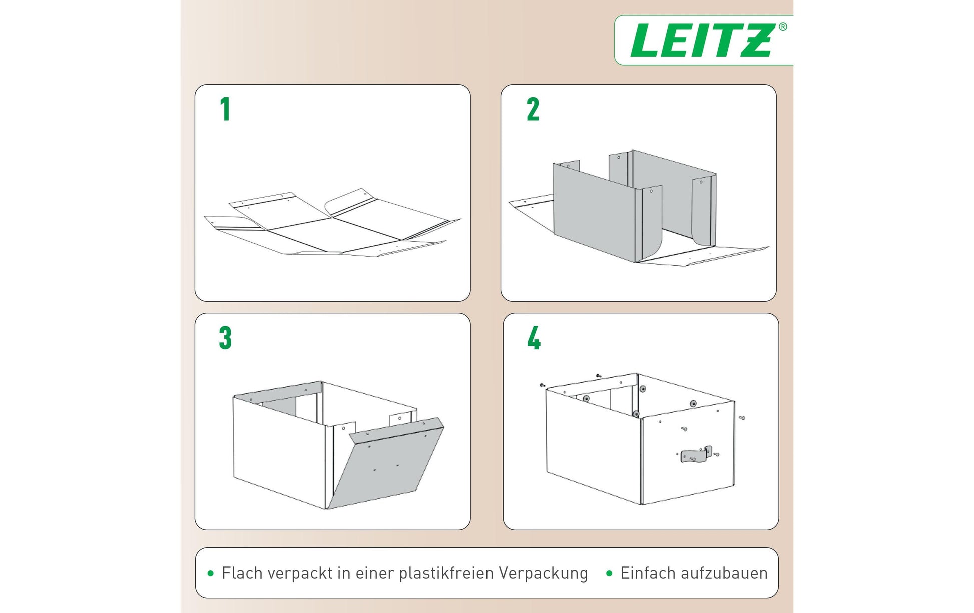 Leitz Aufbewahrungsbox 7 l – B 200 × H 150 × T 260 mm, mit Deckel, Hellgrün, Karton