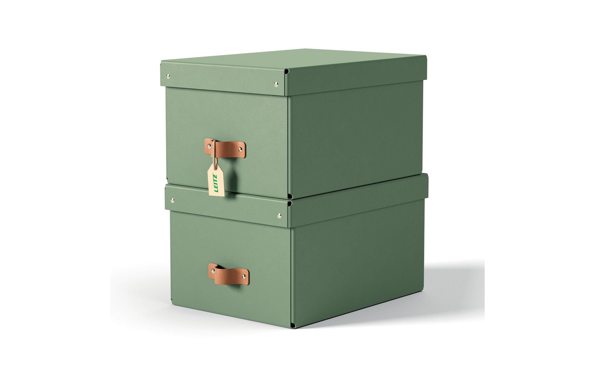Leitz Aufbewahrungsbox 17 l – mit Klappdeckel, mit Tragegriff, 265 × 200 × 355 mm, Hellgrün, Karton, 2er Pack