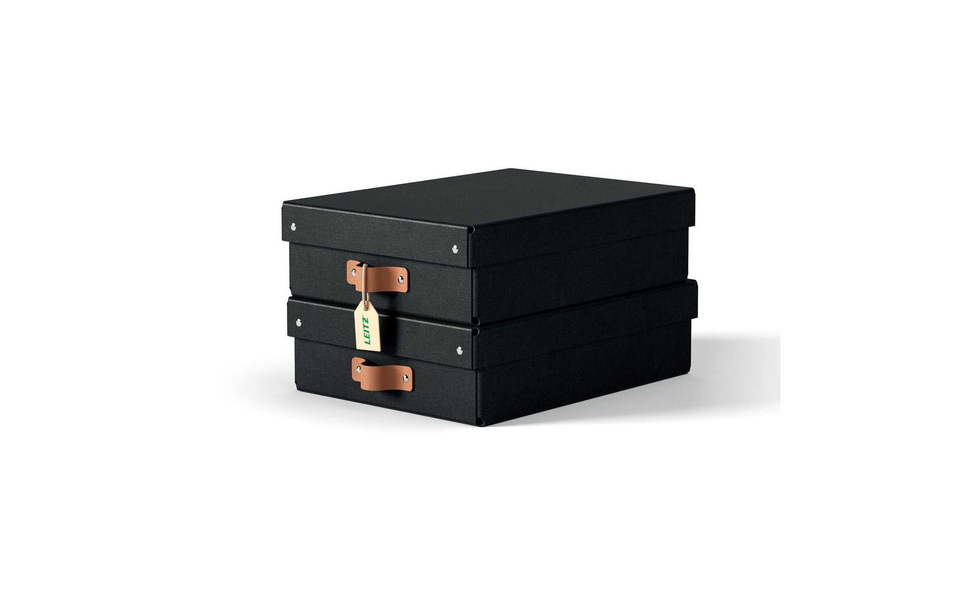 Leitz Puro flache Aufbewahrungsbox 8 l – mit Klappdeckel, 355 × 100 × 260 mm, schwarz, Karton, 2er Pack