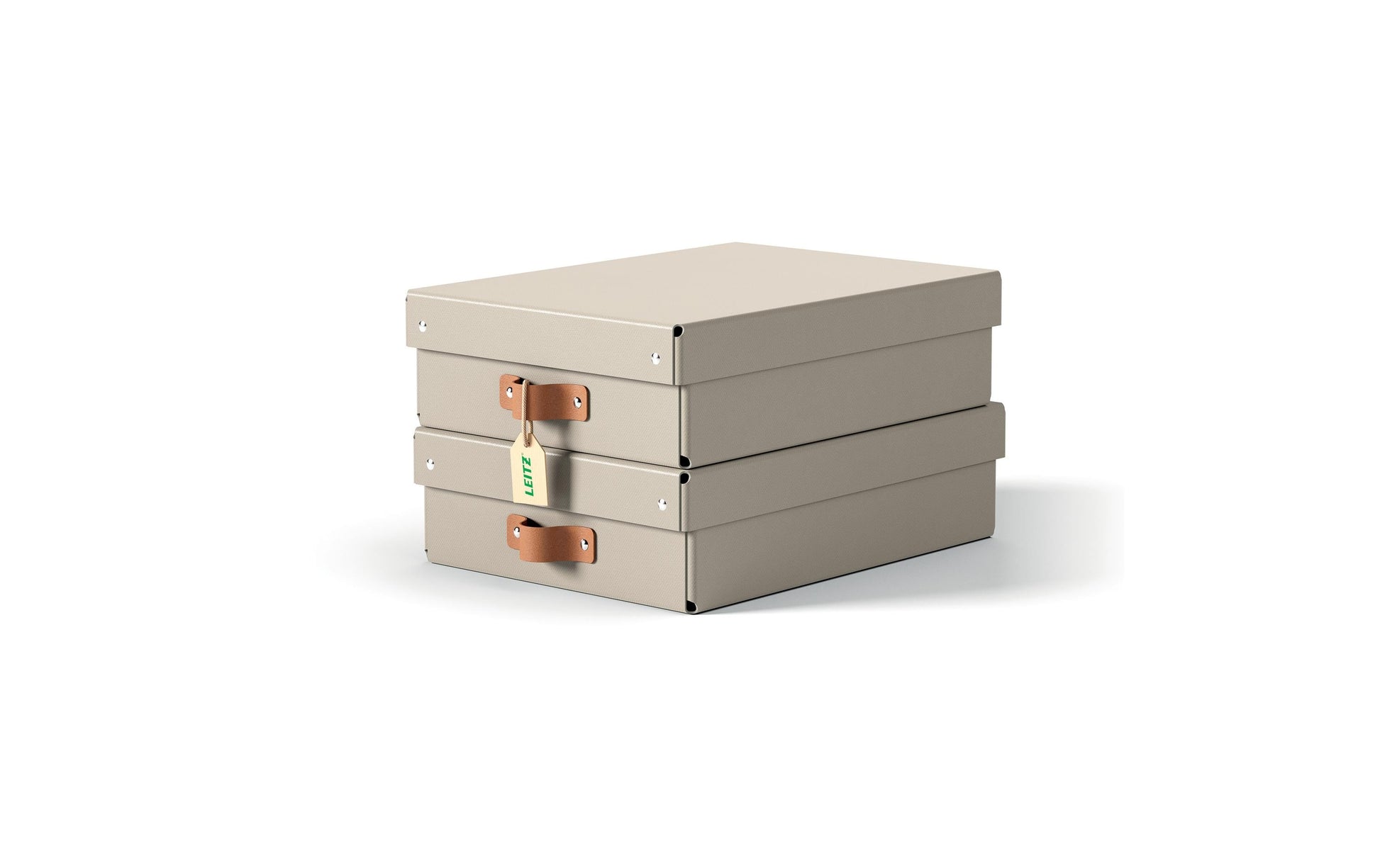 Leitz Aufbewahrungsbox 8 l – mit Klappdeckel, 355 × 100 × 260 mm, Sand, Karton, 2er Pack