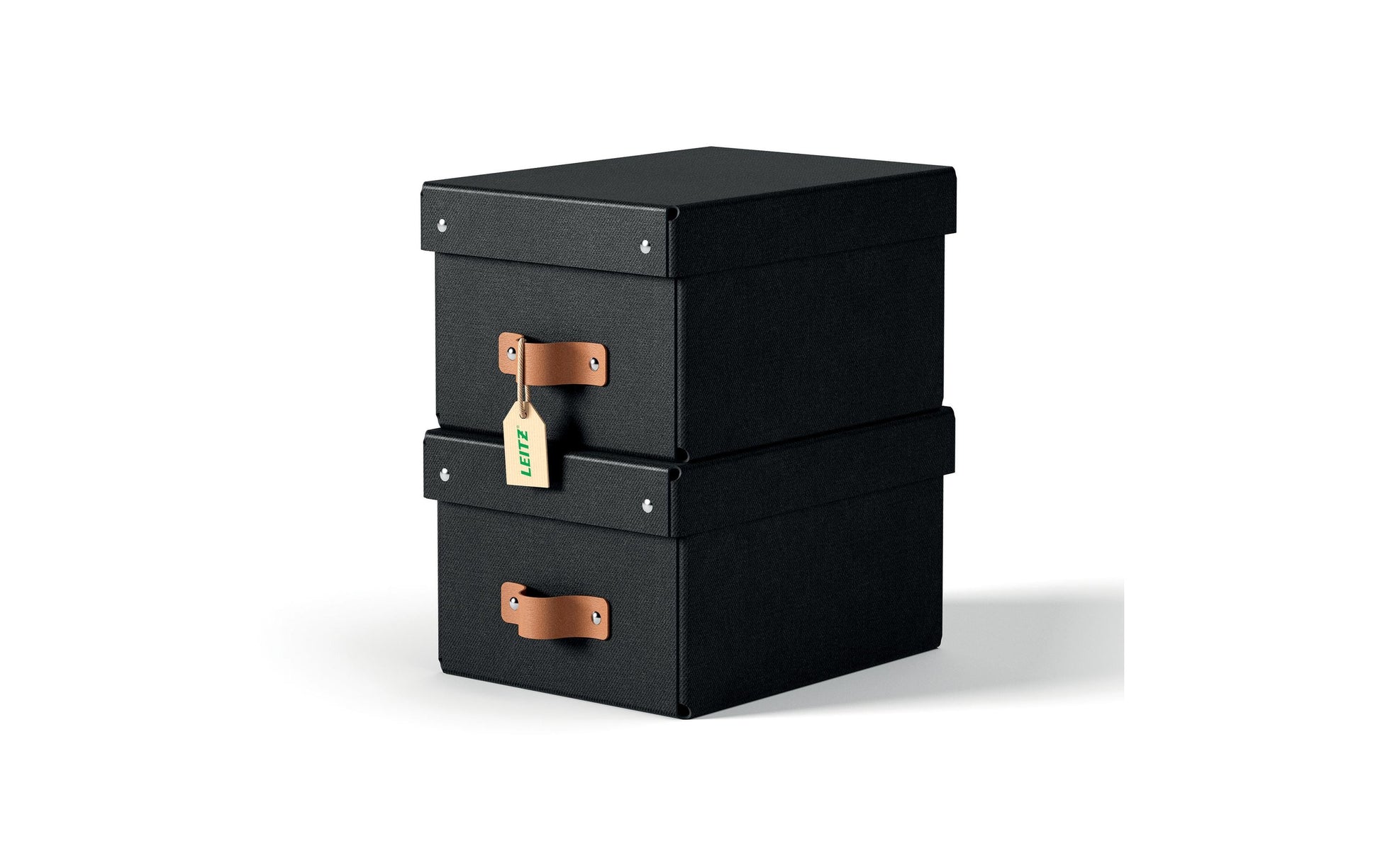 Leitz Aufbewahrungsbox 6,5 l – mit Klappdeckel, mit Tragegriff, 200 × 150 × 260 mm, schwarz, Karton, 2er Pack