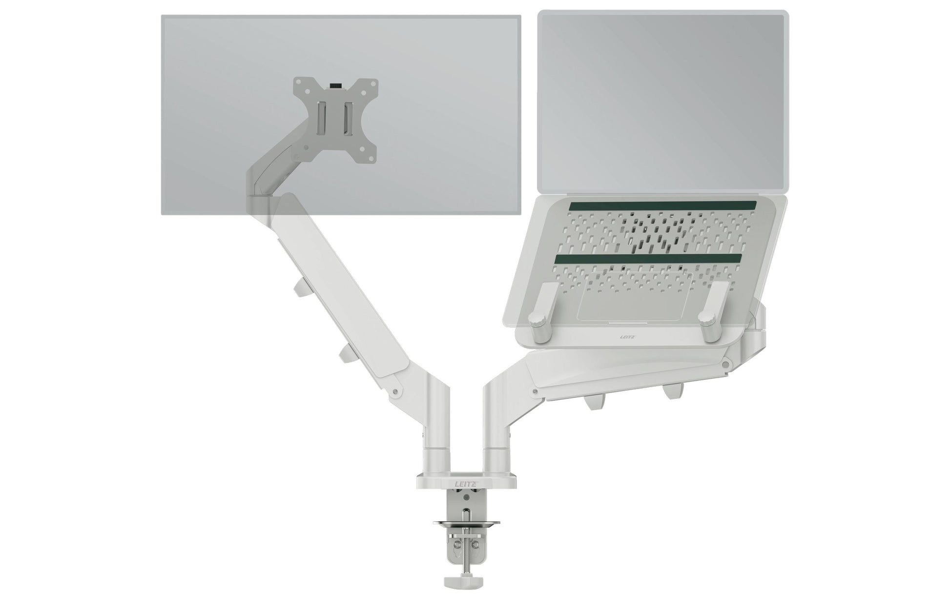 Leitz Ergo – Monitorarm – bis 32", VESA 100 × 100 mm, 9 kg, höhenverstellbar, hellgrau
