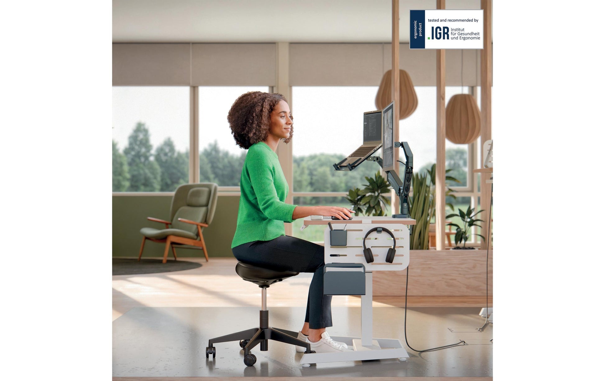 Leitz Hocker – 47 cm, 110 kg, schwarz