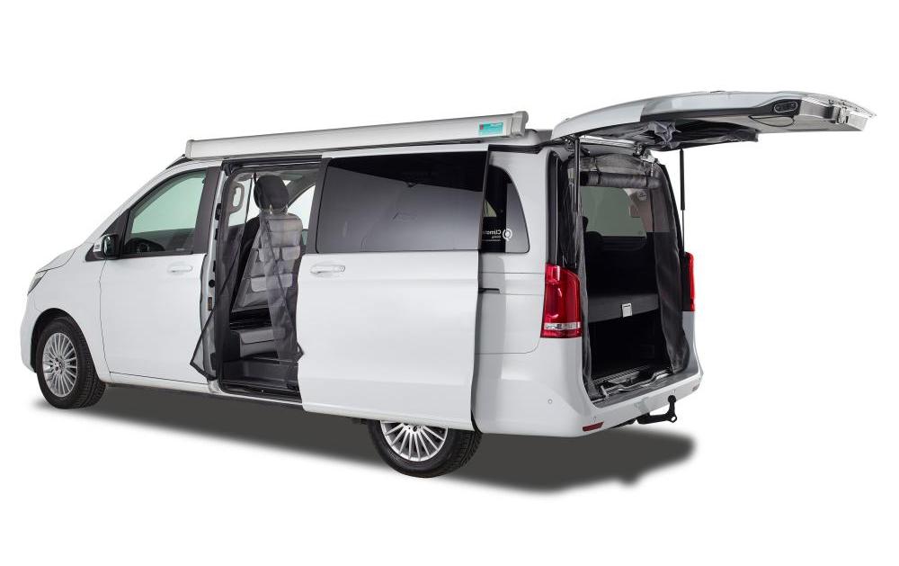 VanQuito Fliegengitter Tür – Schwarz – Fiberglas – Reissverschluss – für Mercedes-Benz (Fahrerseite links)
