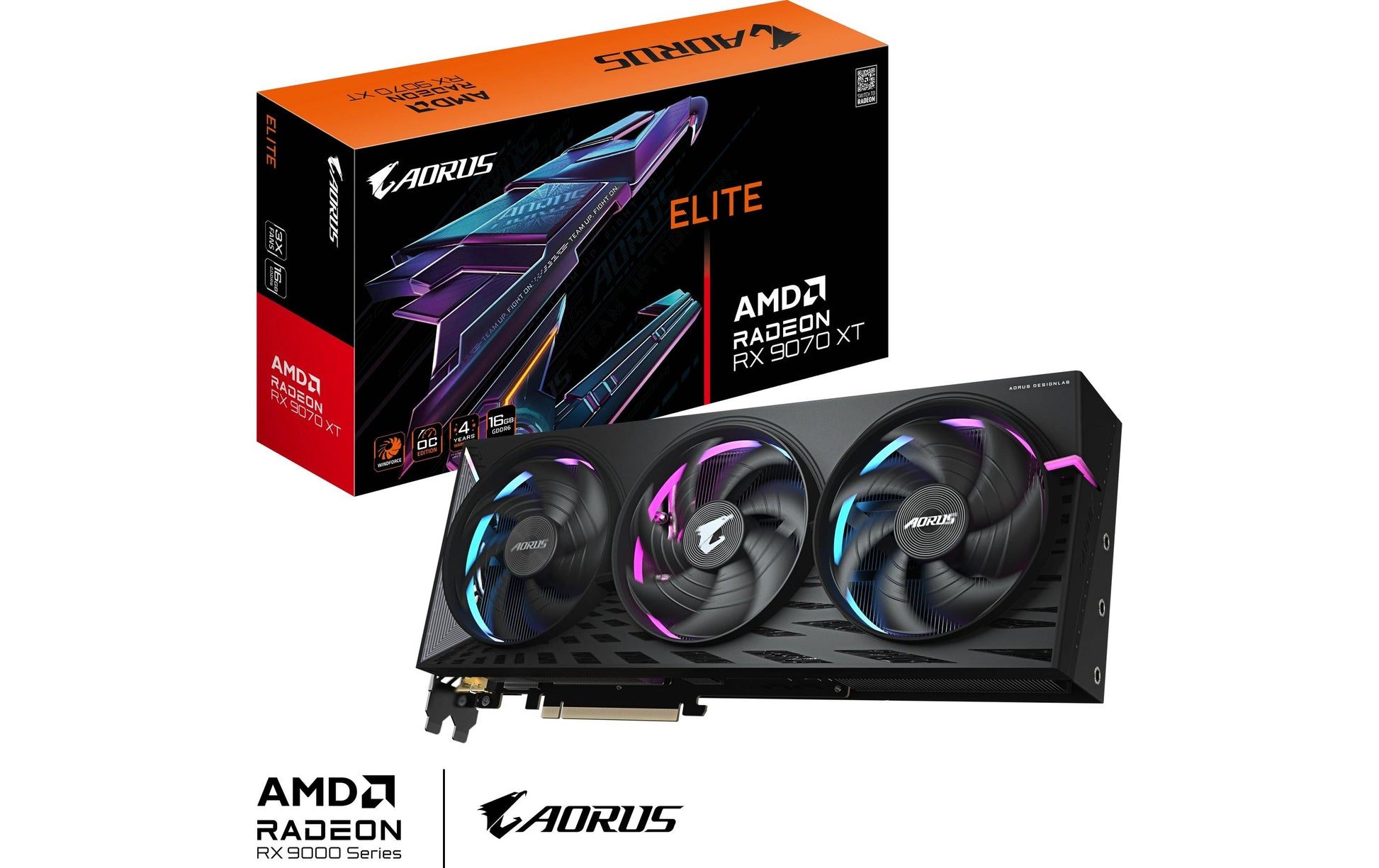 GIGABYTE AORUS E-16GD – PCIe Grafikkarte – Radeon RX 9070 XT, 16 GB GDDR6, 2×DP, 2×HDMI, PCIe 5.0