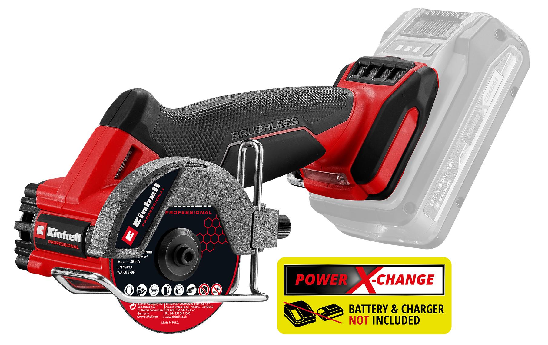 Einhell Trennschleifer TP-CO 18/76-C – 18 V (Power X-Change) – Ø 76 mm – Solo – Drehzahlregulierung