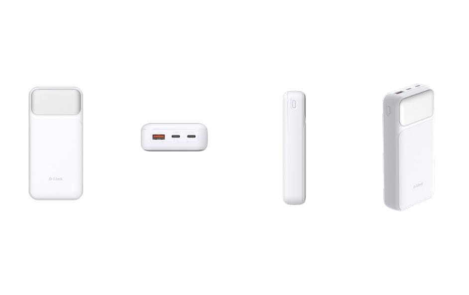 D-Link DPP-201 Powerbank 20'000 mAh – 65 W PD, 2× USB-C, 1× USB-A, weiss