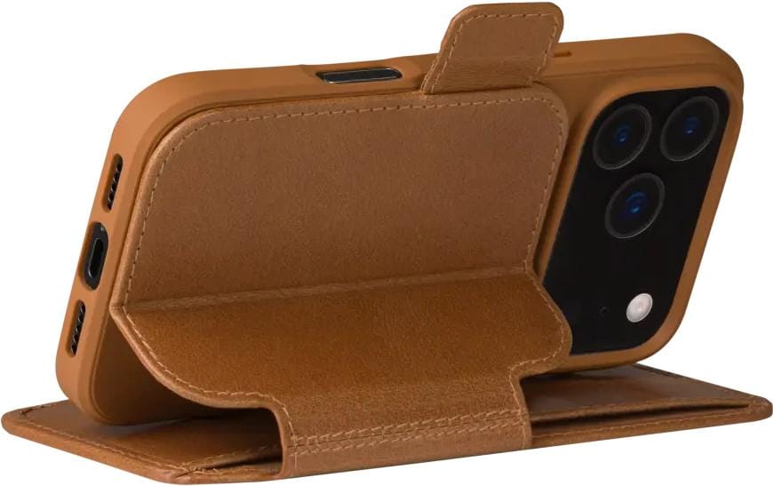 dbramante1928 Copenhagen Wallethülle – für Apple iPhone 17 Pro, mit Ständer, 3 Kartenfächer, Leder, Beige