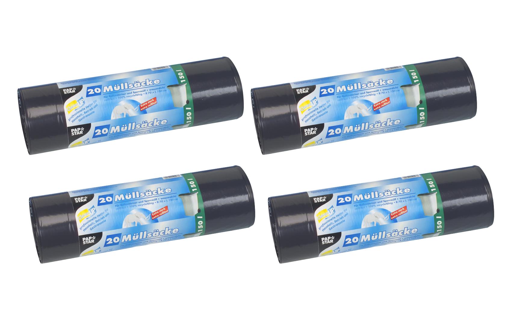 Weita Kehrichtsack – 150 l, LDPE, schwarz, 700 × 1'500 mm, 20 Stk